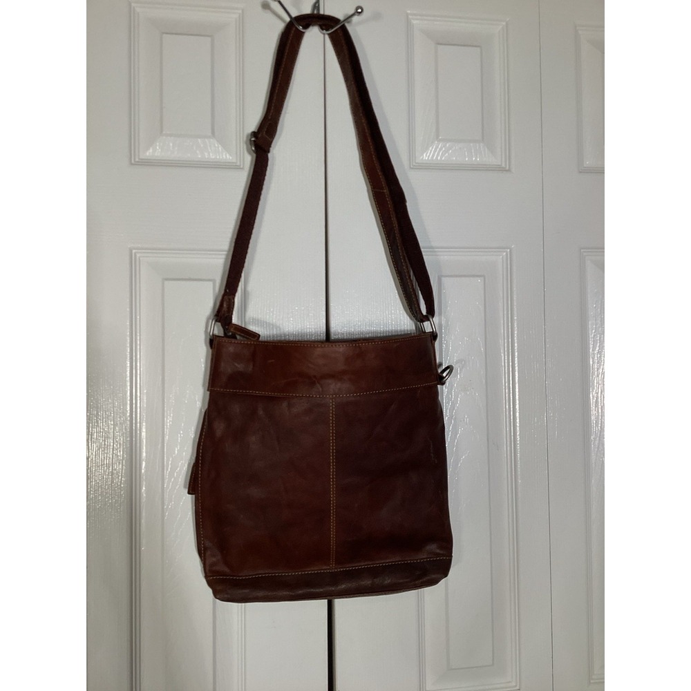 Jack Georges Voyager Brown Hand Stained Buffalo Leather Crossbody Shoulder Bag
